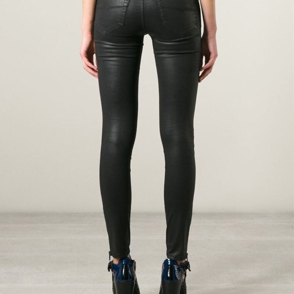 Diesel Skinzee 0662E Women's Jeans Stretch Super Skinny Fit In Shiny Black